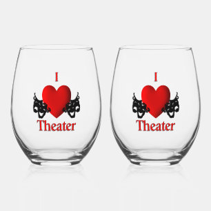 I Heart Theater Stemless Wine Glass