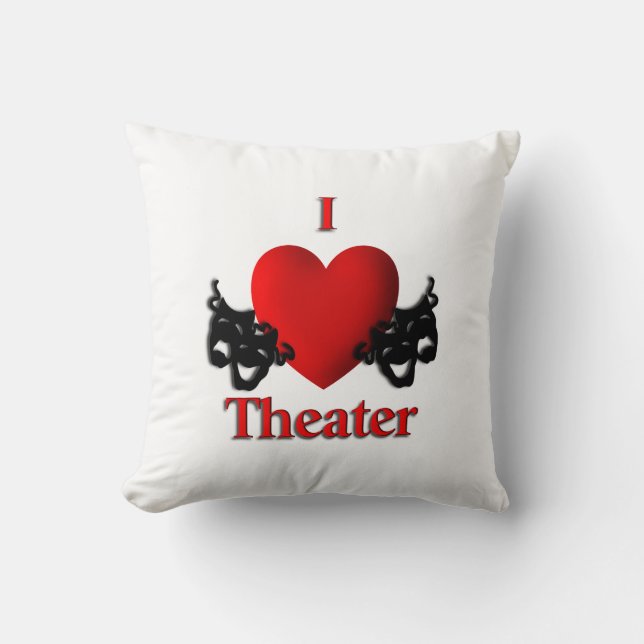 I Heart Theater Throw Pillow (Front)
