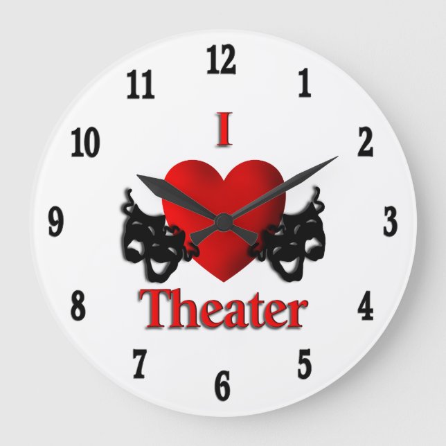 I Heart Theater Twelve Numerals Large Clock (Front)