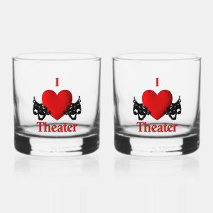 I Heart Theater Whiskey Glass