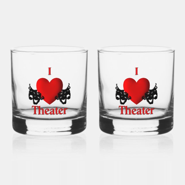 I Heart Theater Whiskey Glass (Front)