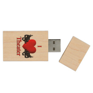 I Heart Theater Wood Flash Drive