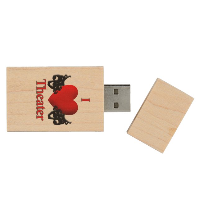 I Heart Theater Wood Flash Drive (Opened)