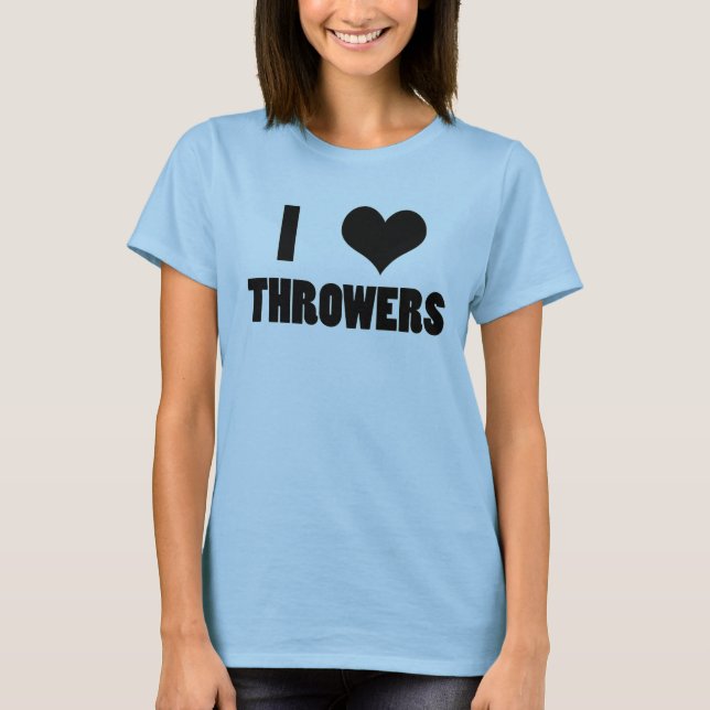 I Heart Throwers, Track and Field Thrower Shirt (Front)