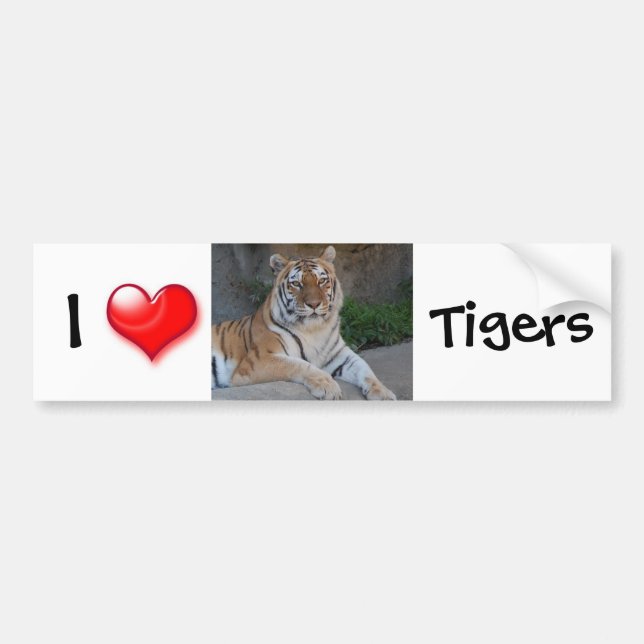 I Heart Tigers Bumper Sticker (Front)