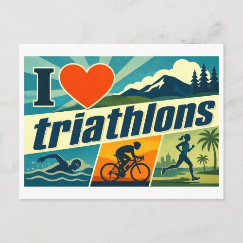 "I [Heart] Triathlons" Postcard