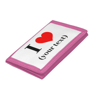 I HEART! TriFold Nylon Wallet - Pink- Custom
