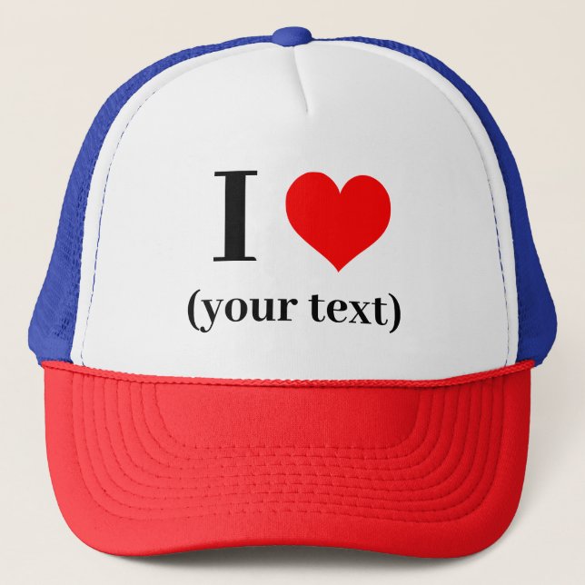 I HEART! Trucker Hat - Red White Blue - Customize (Front)