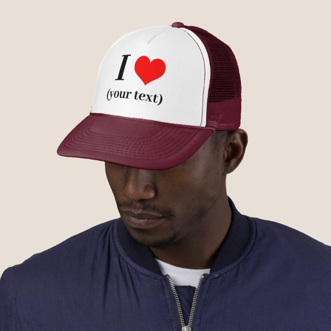 I HEART! Trucker Hat - White and Maroon -Customize (In Situ)