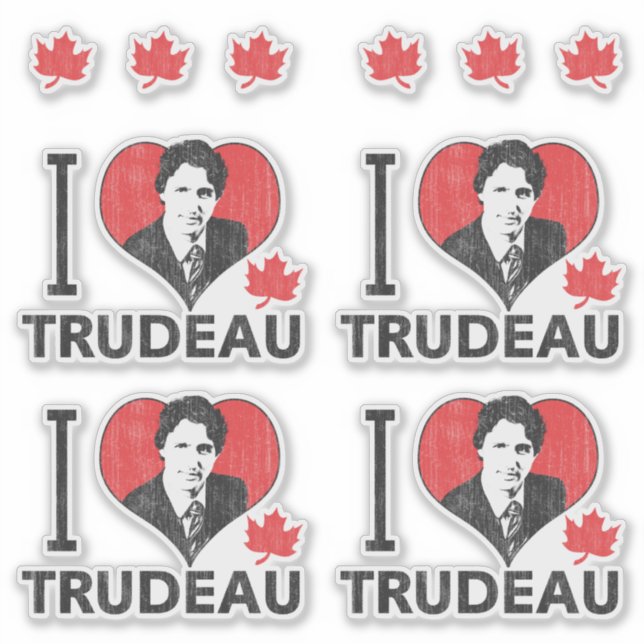 I Heart Trudeau Contour Cut Set Sticker (Front)