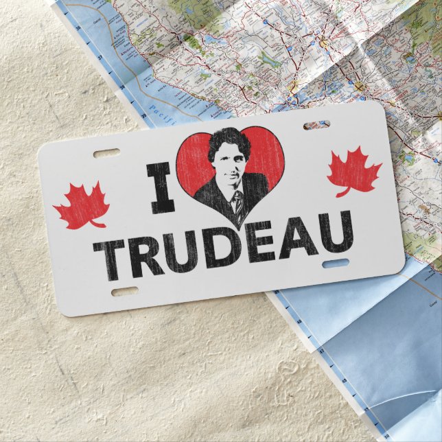 I Heart Trudeau (Love) Canada License Plate (In Situ)