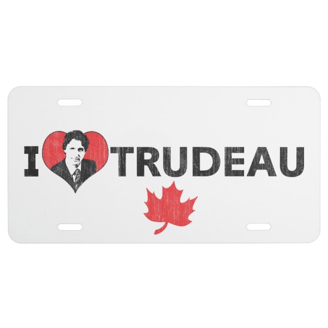 I Heart Trudeau Typography License Plate (Front)