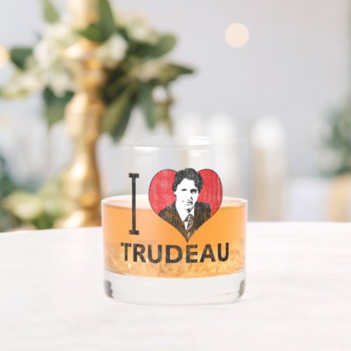 I Heart Trudeau Whiskey Glass