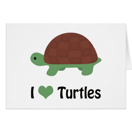 I Heart Turtles Cute Cartoon Turtle Cards (Front Horizontal)