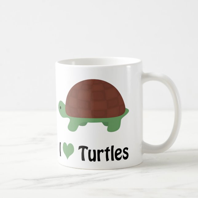 I Heart Turtles Cute Cartoon Turtle Coffee Mug (Right)