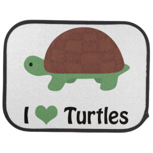 I heart Turtles Cute Little Cartoon Turtle Car Floor Mat