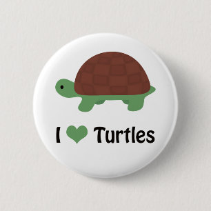 I heart Turtles Cute Little Cartoon Turtle Pinback Button