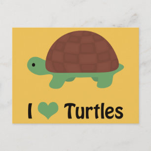 I heart Turtles Cute Little Cartoon Turtle Postcard