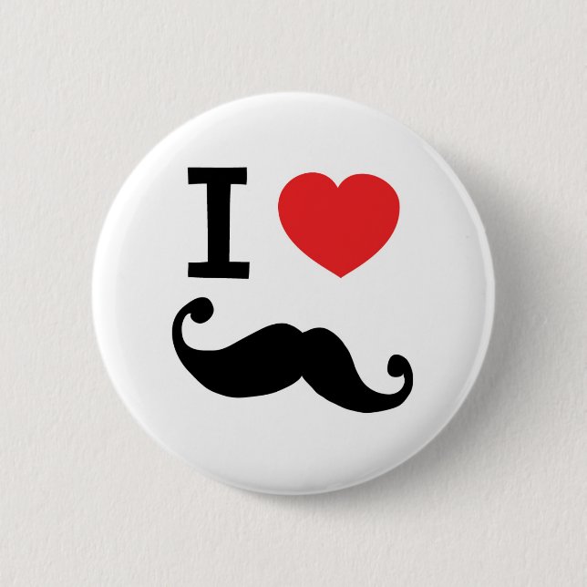 I heart twirly mustache button (Front)