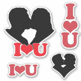 I Heart U Couple Scrap Book Sticker