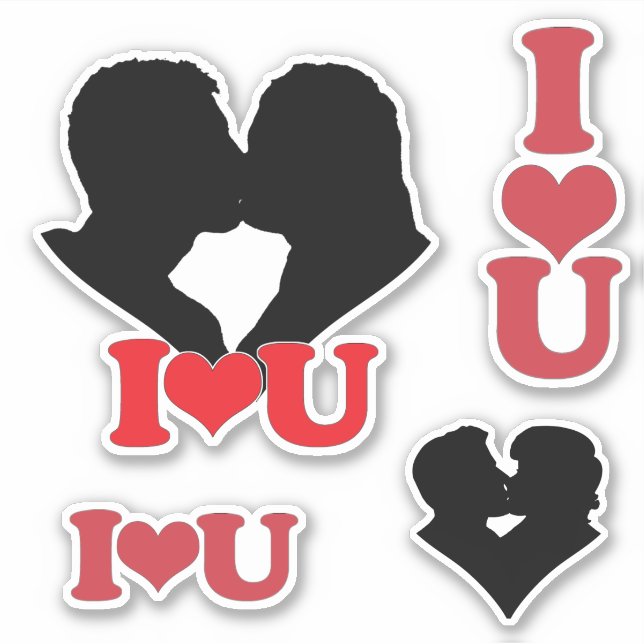 I Heart U Couple Scrap Book Sticker (Front)