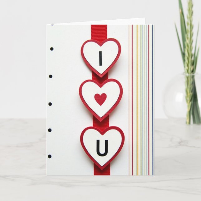 I Heart U Handmade Love Card (Front)