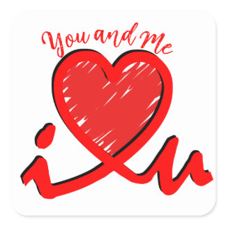 I Heart U - Love  Square Sticker