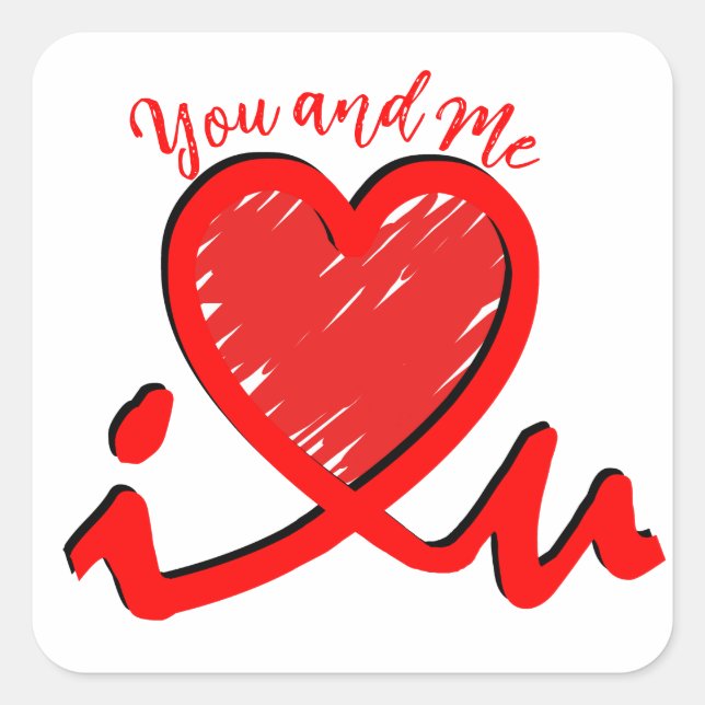 I Heart U - Love  Square Sticker (Front)