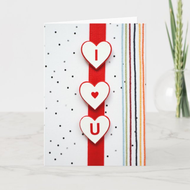I Heart U Striped Polka Dot Card (Front)