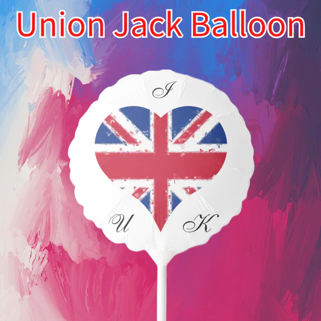 I Heart UK British Flag Union Jack Balloon | Zazzle