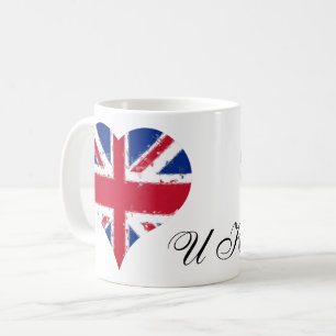 I Heart UK England British Flag Coffee Mug