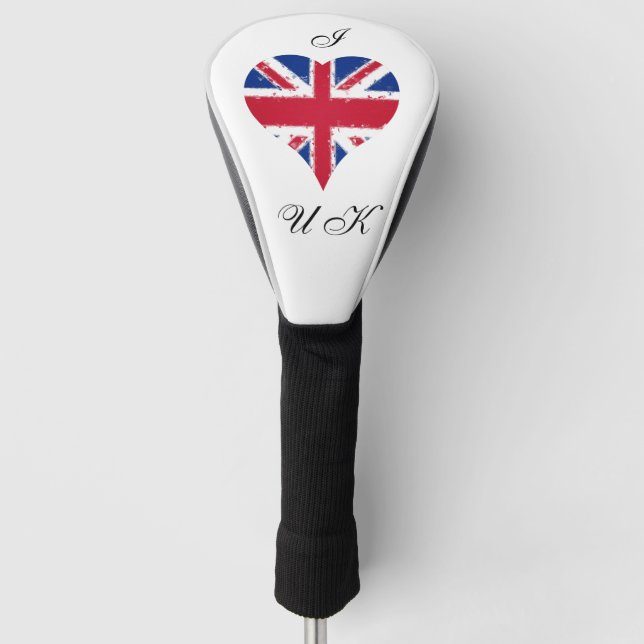 I Heart UK England British Flag Golf Head Cover (Front)