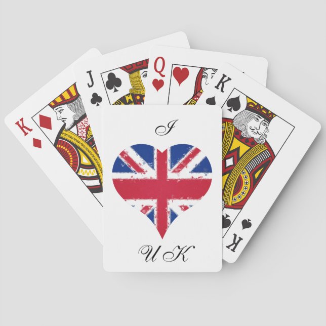 I Heart UK England British Flag Poker Cards (Back)