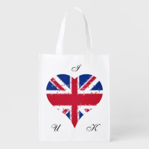 I Heart UK Grunge Brittish Flag Grocery Bag