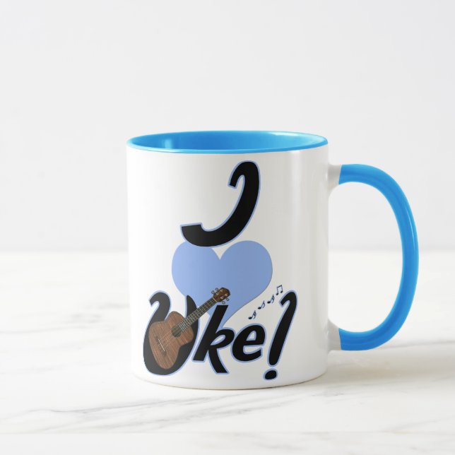 I Heart Uke Blue Outlined Mug (Right)