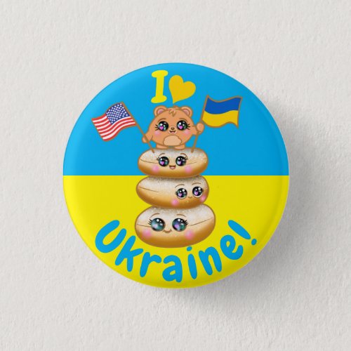 I Heart Ukraine Cute Fundraising Button Pins