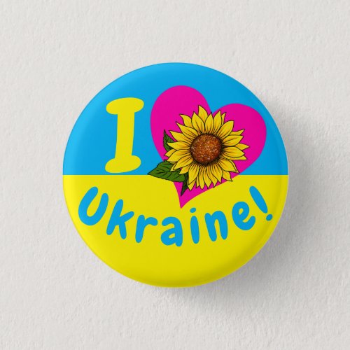I Heart Ukraine Sunflower Fundraising Button Pins
