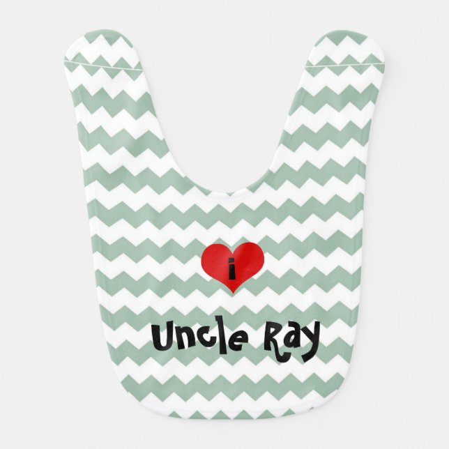 i heart uncle gray jade chevron personalized bib (Front)