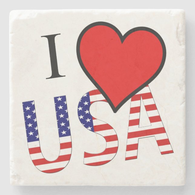 I Heart USA overlay coastercnt Stone Coaster (Front)