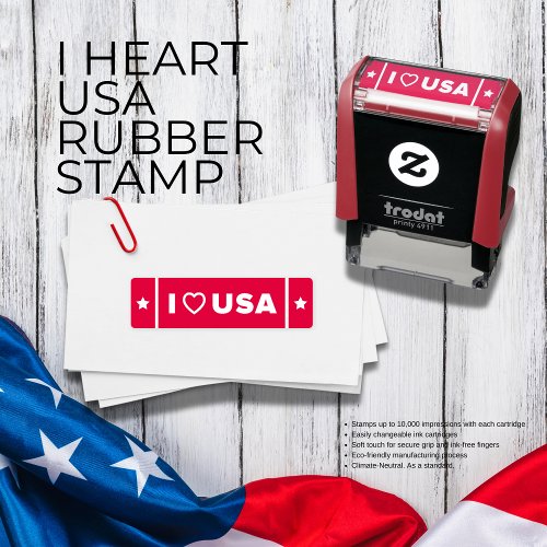 I Heart USA Rubber Stamp