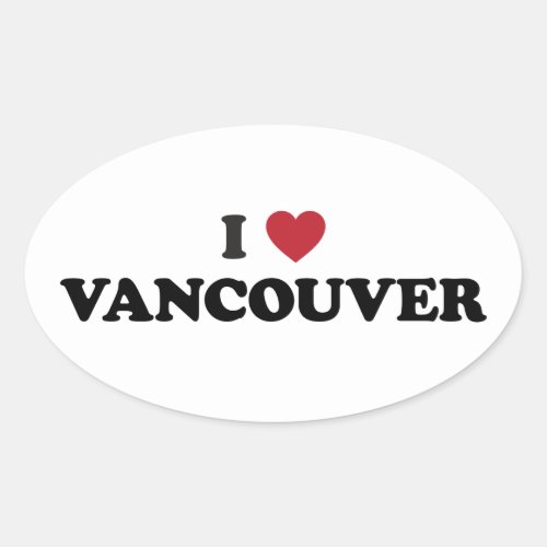 I Heart Vancouver Canada Oval Sticker