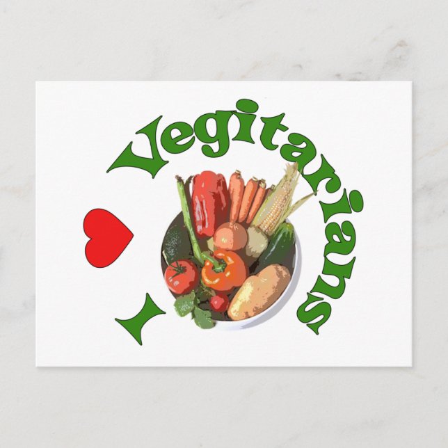 I Heart Vegetarians Postcard (Front)