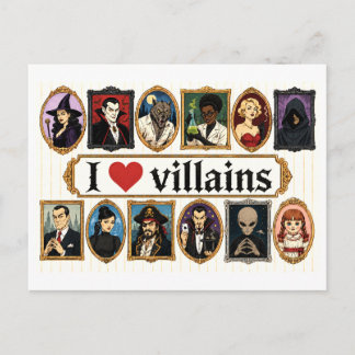 "I [Heart] Villains" Postcard