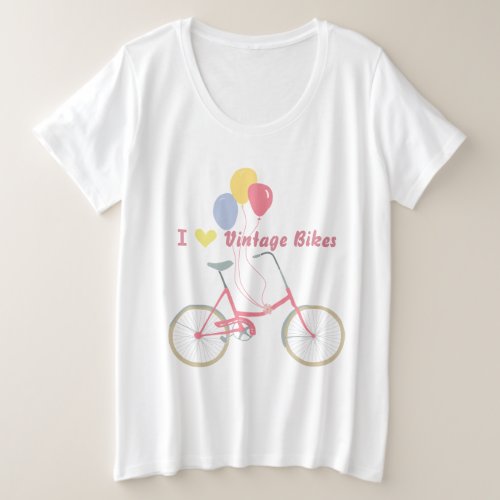 I Heart Vintage Bicycles Vintage Bike and Balloons Plus Size T_Shirt