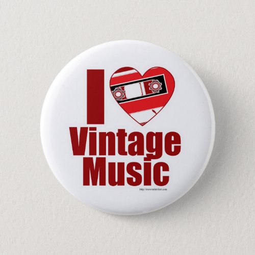 I Heart Vintage Music Cool Fun Motto Button