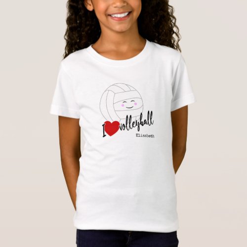 I heart volleyball happy kawaii girls volleyball T_Shirt