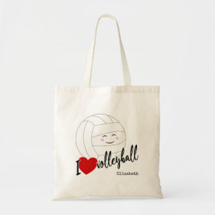 I heart volleyball happy kawaii girls' volleyball tote bag