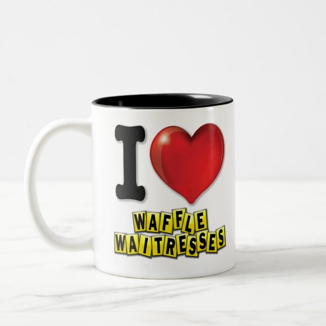 I Heart Waffle Waitresses Two-Tone Coffee Mug (Left)