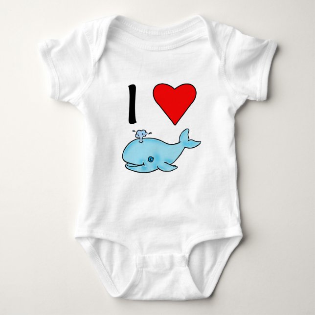 I Heart Whales I Love Whales Baby Bodysuit (Front)