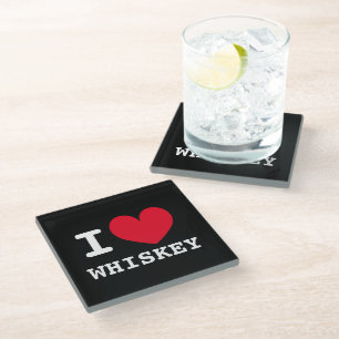 I heart whiskey glass drink coaster